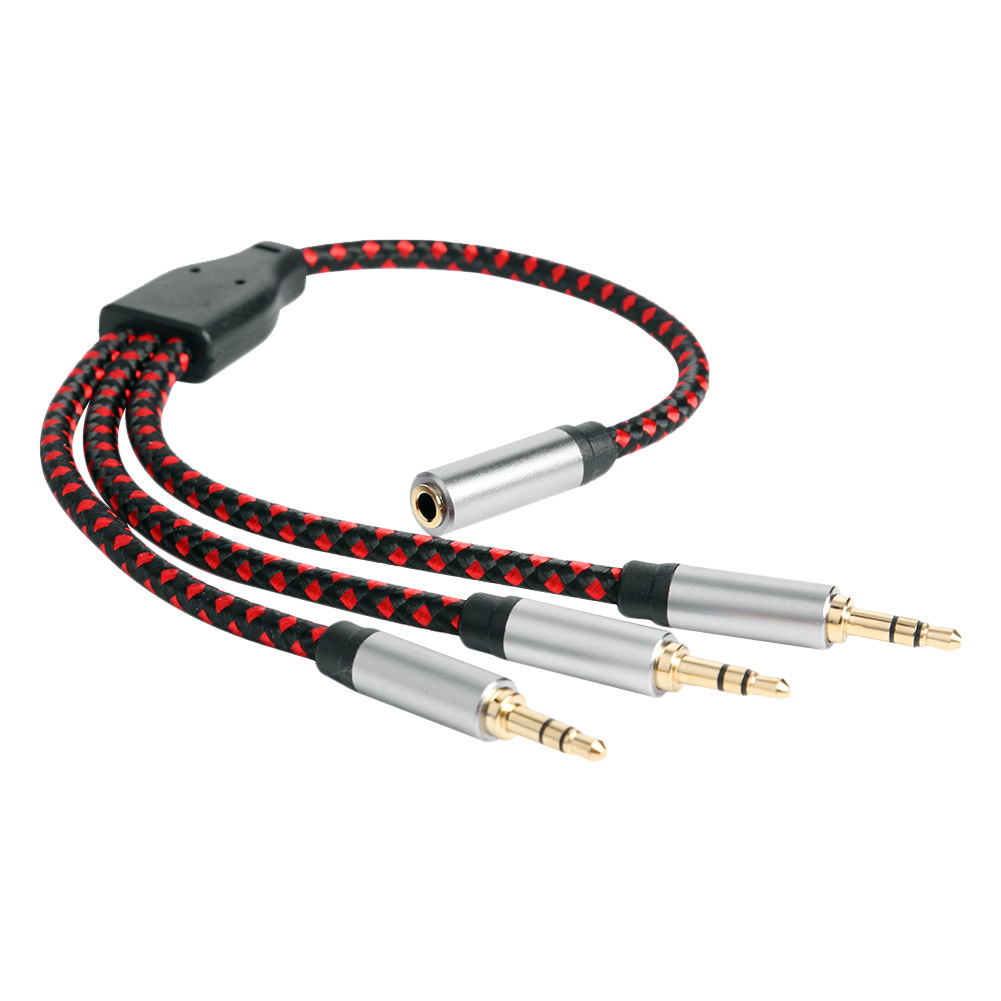 Cable divisor de auriculares 3,5mm 1/8 adaptador auxiliar de 3 vías conector para auriculares Cable de extensión de Audio estéreo Triple para PC teléfono altavoz MP3: Chocolate