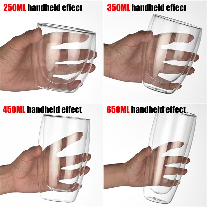 Double Wall High Borosilicate Glass Mug Heat Resistant Tea Milk Lemon Juice Coffee Water Cup Bar Drinkware Lover Creativity