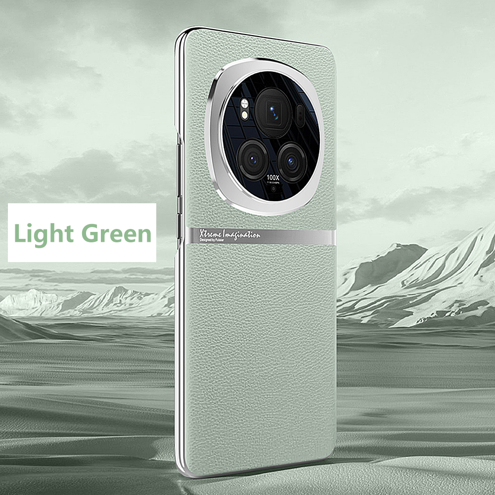 Funda de cuero Original para Honor Magic 6 Pro, cubierta trasera a prueba de golpes, parachoques chapado para Huawei Magic6 Pro, funda dura para teléfono móvil y PC: Verde