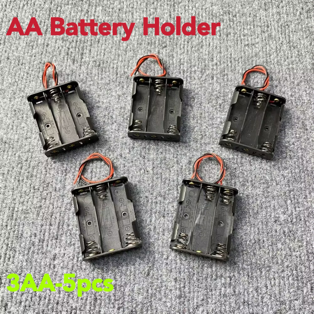 5-10PCS AA Power Battery Storage Case Holder Storage Box Multi Purposes DIY AA Battery Holder LR6 Container With Lead Cables: Yellow