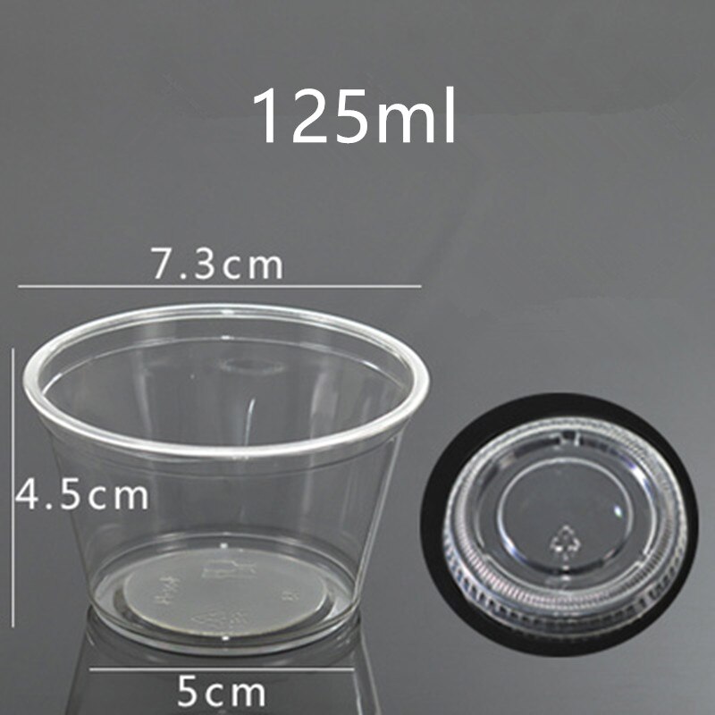 100pcs transparent taste cup 20ml 50ml 100ml 200ml PET small round pudding yogurt fruit salad plastic cup with lid: cup and lid4