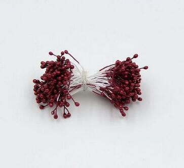 100 Stks/partij Kunstbloemen Meeldraden Parel Bloem Meeldraden Bloemen Meeldraden Voor Cake Mini Rose Bruiloft Decoratie Kunstbloemen: Dark red