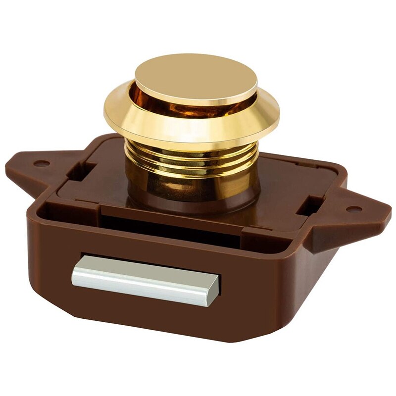 10Pcs Camper Car Push Lock Push Button Latch Keyless Door Lock 20mm Brown for RV Caravan Boat Drawer Latch Button Locks