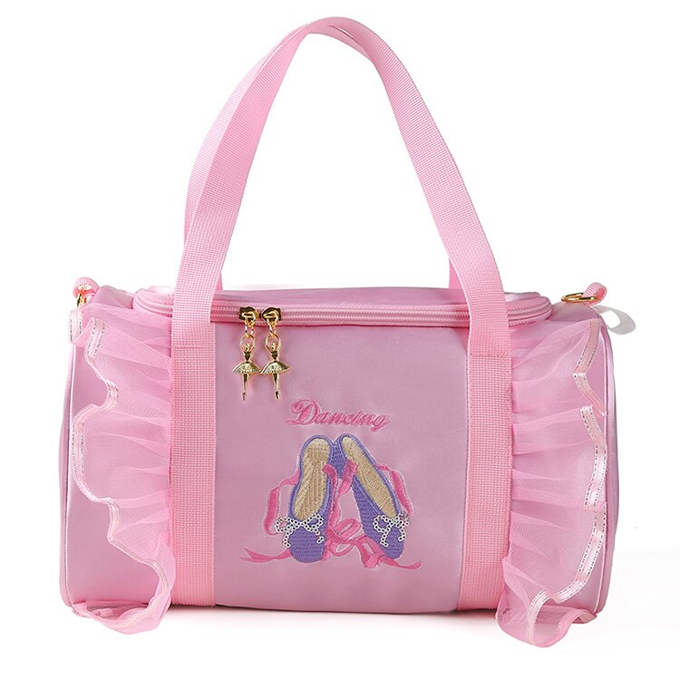 Lace Pink Kids Girls Ballet Dance Bag Students School Backpack Toe Shoes Embroidered Tiered Ruffled Tutu Shoulder Bag Dance