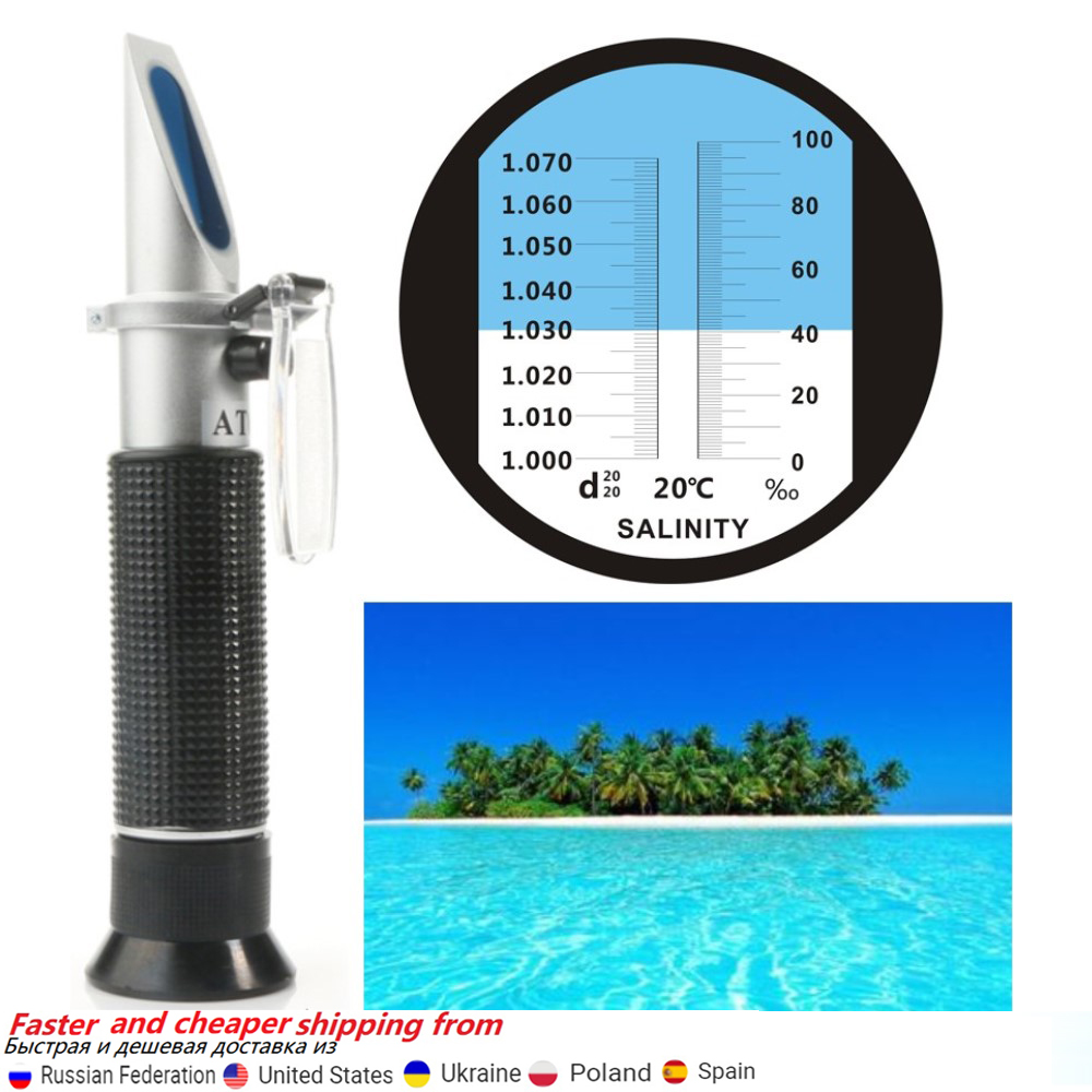 RZ Portable Refractometer for Saltwater Sea Salinity Meter Salt Water Concentration Aquarium Refractometer Dual Scale 0~100%