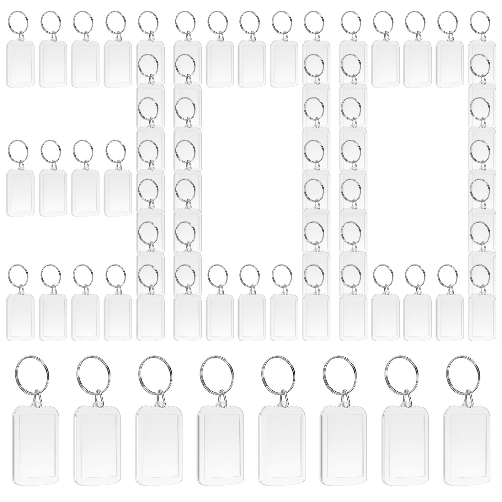100 stuks blanco foto sleutelhangers acryl blanco foto invoegen sleutelhanger dubbelzijdig duidelijke sleutelhanger fotohouder DIY feestgast