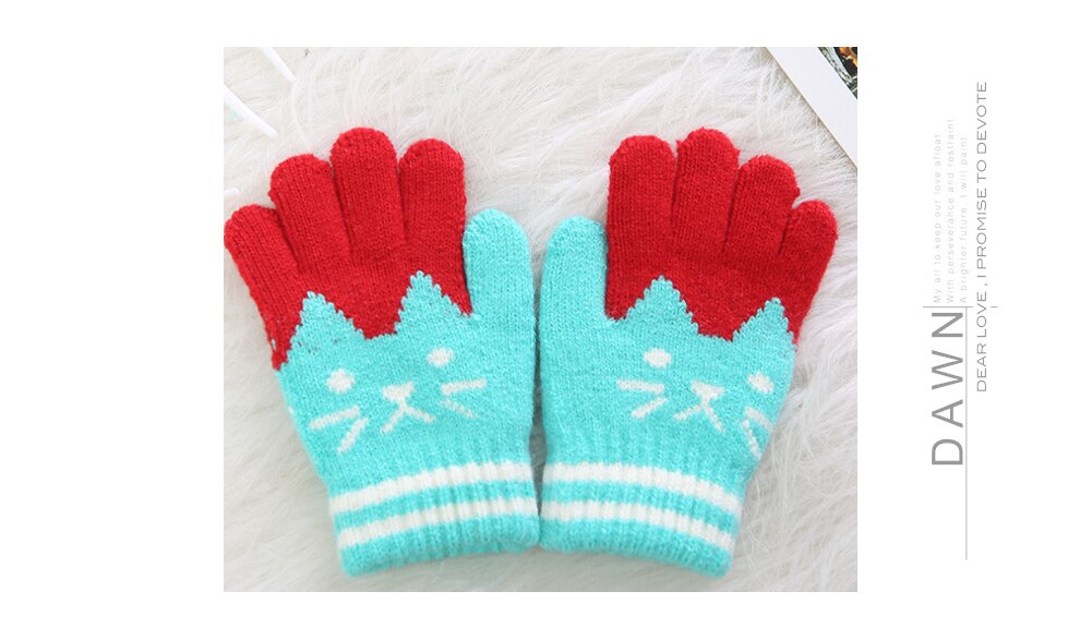 4-8Y Neue Kind Kinder Baby Mädchen Jungen Winter Gestrickte Handschuhe Cartoon Warme Handschuhe Kleinkinder Im Freien Cartoon Katzen Niedlich Handschuhe: Rot