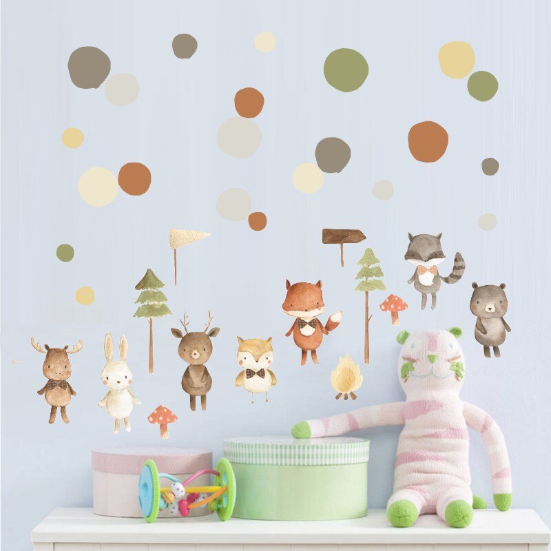 Balleenshiny Mooie Bos Dier Muursticker Kinderkamer Slaapkamer Achtergrond Decoratie Nursery Home Koelkast Kabinet Sticker