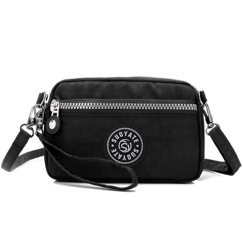 style lightweight nylon cloth bag multi-layer women's messenger bag ladies clutch bag mobile phone bag: 02