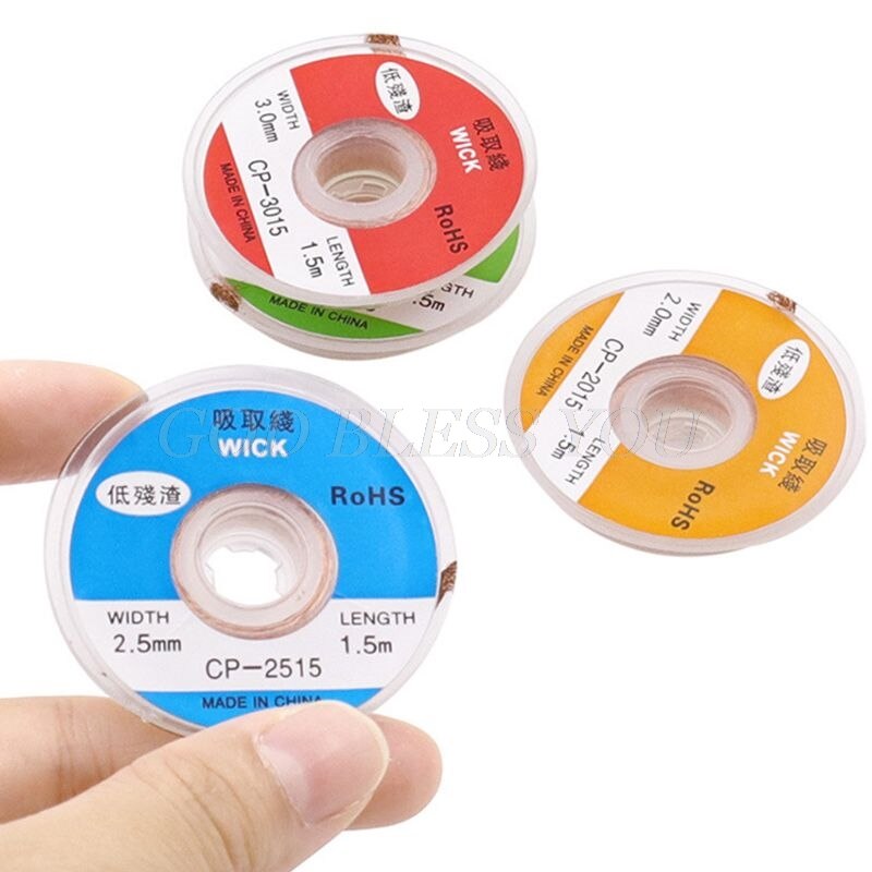 1.5M Desoldering Braid Welding Solder Remover Wick Wire Low Residue Tin Strip Lead Cord Flux BGA Repair Tool