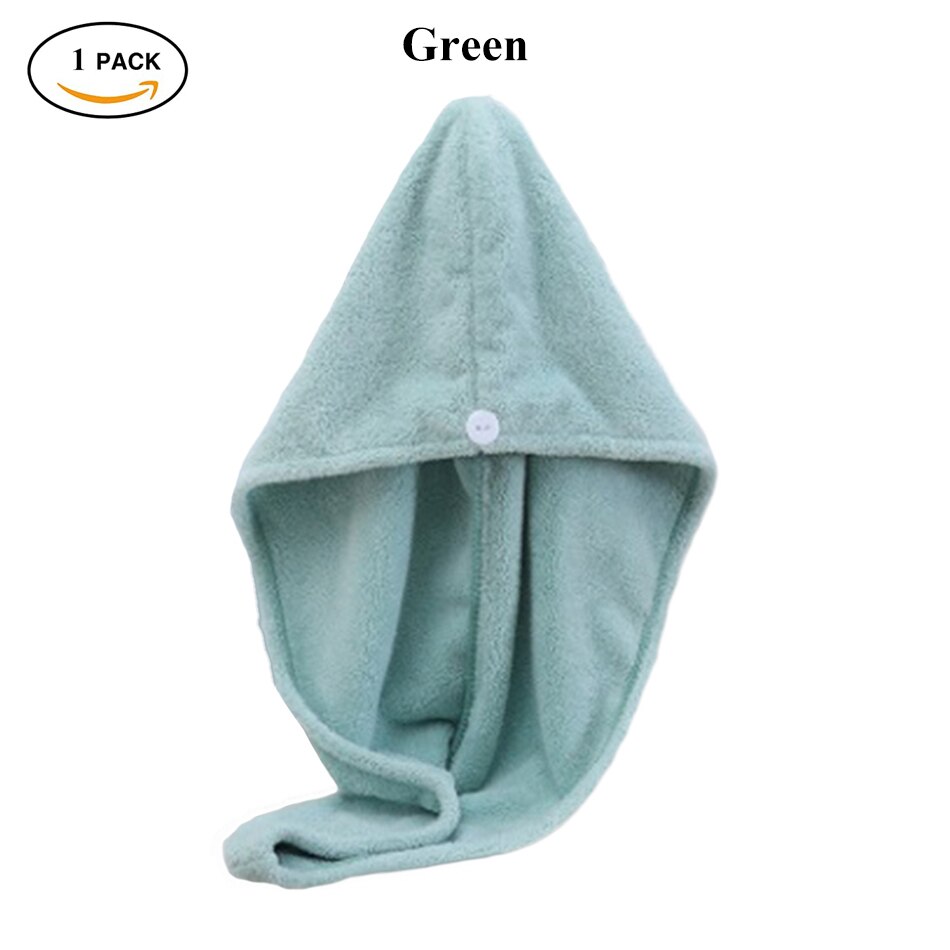Dry Hair Towel Microfiber Polyester Flannel Wisp Long Curly Head Bath Hand Turban Towel for Adult Women Super Absorbent Quick: Hair Towel Green