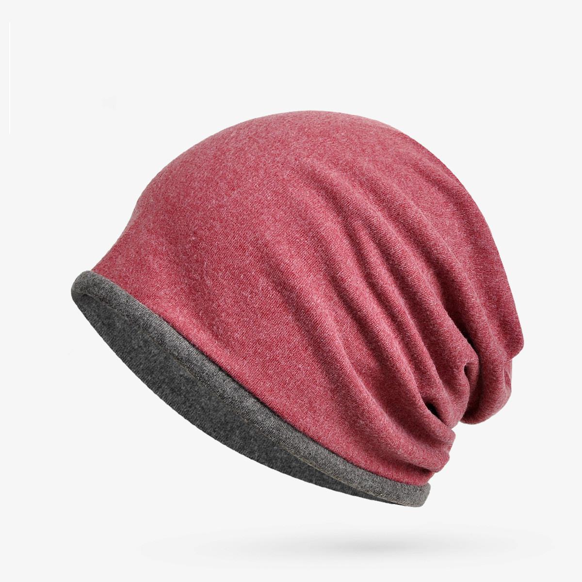 Cokk ear hat beanie vinterhatte til kvinder damer bomuldshuer bonnet forår vinter kvinder skullies herre hatte sort baggy cap: Rødgrå