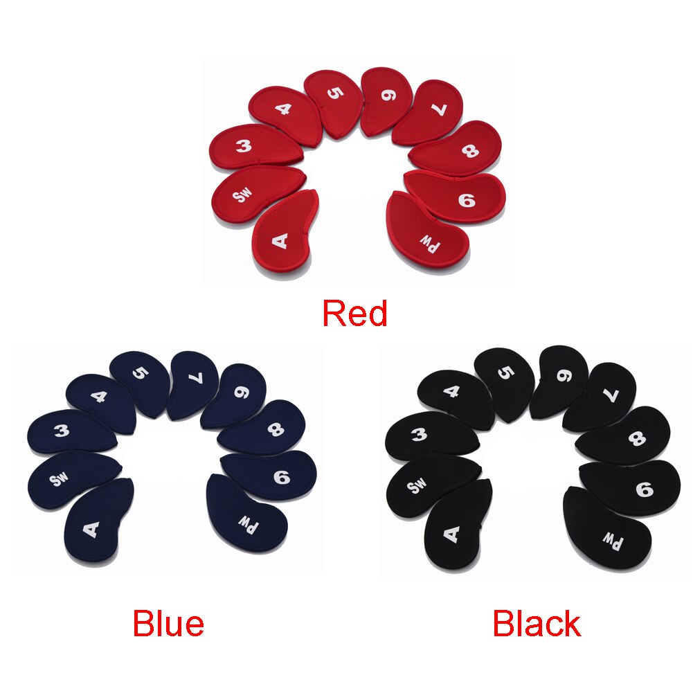 10pcs/set Anti-slip Wear Resistant Shockproof Protective Dust Proof Soft Thick Sports Golf Pole Cover Numbers Print Rod Hat