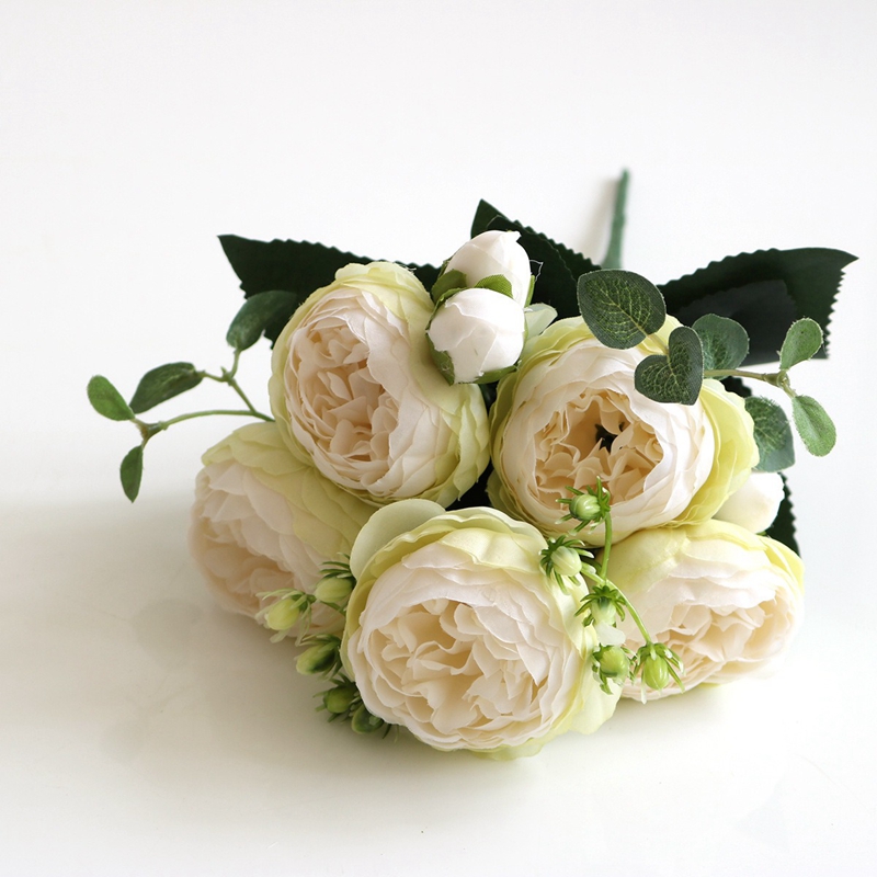 Buquê de flores artificiais de rosas para decoração de casa, festa de casamento, suprimentos de flores falsas, artesanato diy, acessórios de vaso de flores: Verde