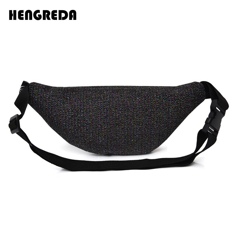 Fanny Pack Women Waist Bag Travel Belt Hip Bum Bag Oxford Pouch Hengreda Shiny Zipper Pocket Purse for Moblie Phone Key