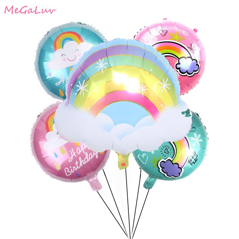 5pcs Rainbow Smile Sun Cloud Foil Balloons Unicorn Party Helium Ballons Baby Shower Decoration Kids Birthday Parti Supplies