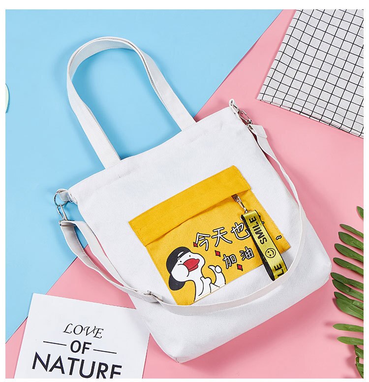 Bolsas mujer nova venda bolsas femininas bolsa de lona feminina ombro concisa impressão sacos de pano senhoras dever compras para 2019: white B