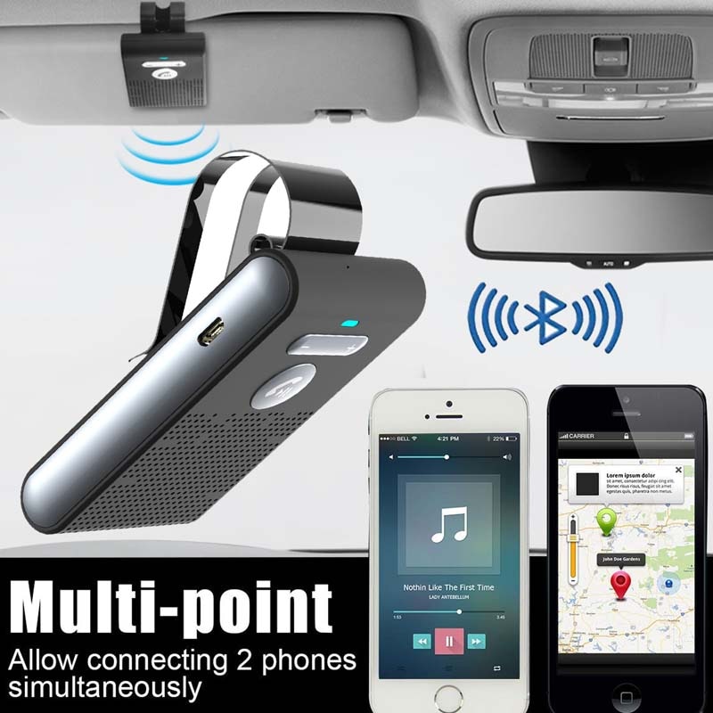 JINSERTA Bluetooth Handsfree Siri Car Kit Wireless Auto Speakerphone Sun Visor Speaker for Car Phone Hands Free Adapter In-Car
