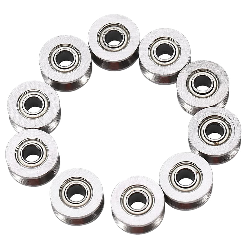 20Pcs U Groove Bearing U624ZZ Carbon Steel Durable V Groove Ball Bearing Pulley for Rail Track Linear Motion Systems