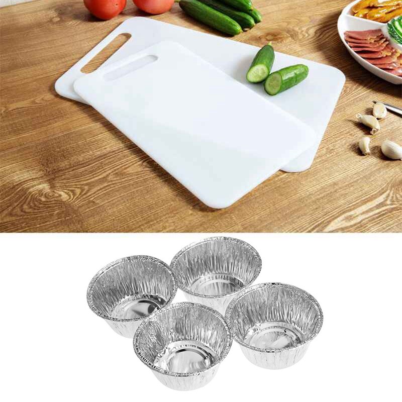 Wsfs eierpasteivorm wegwerp aluminiumfolie bakvorm koekje muffin cupcake eierpasteivorm rond 150 stuks met barboard wit
