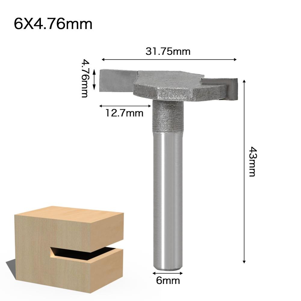 1pc 6mm- vartiset t-tyyppiset urajyrsimen jyrsimen terät puuntyöstöön tarkoitetut t-urajyrsimet puuntyöstötyökalut: 6 x 4.76mm