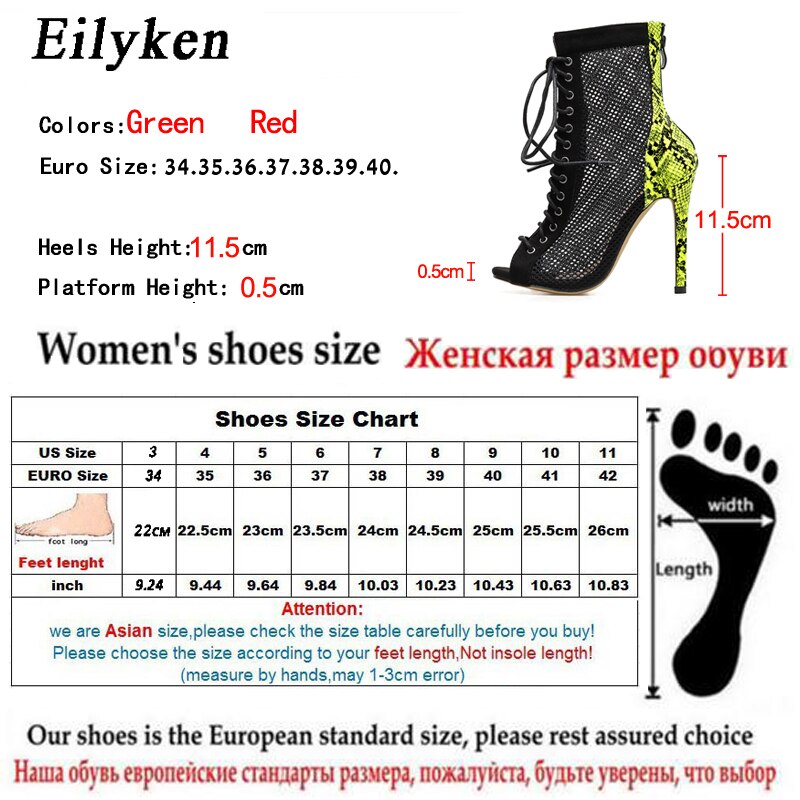 Eilyken Green Serpentine Peep Toe Boot Sandals Women's Ankle Boots Cross-outs Woman Boot Sandals size 41 42