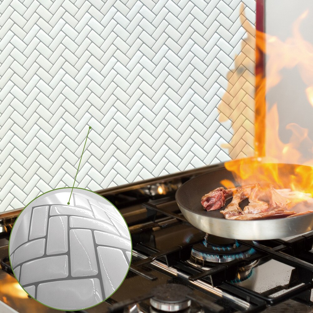 Funlife Zelfklevende Tegel Stickers Voor Keuken Backsplash Badkamer, wit Marmer Mozaïek Schil En Stok 3D Wall Paper Vinyl Film