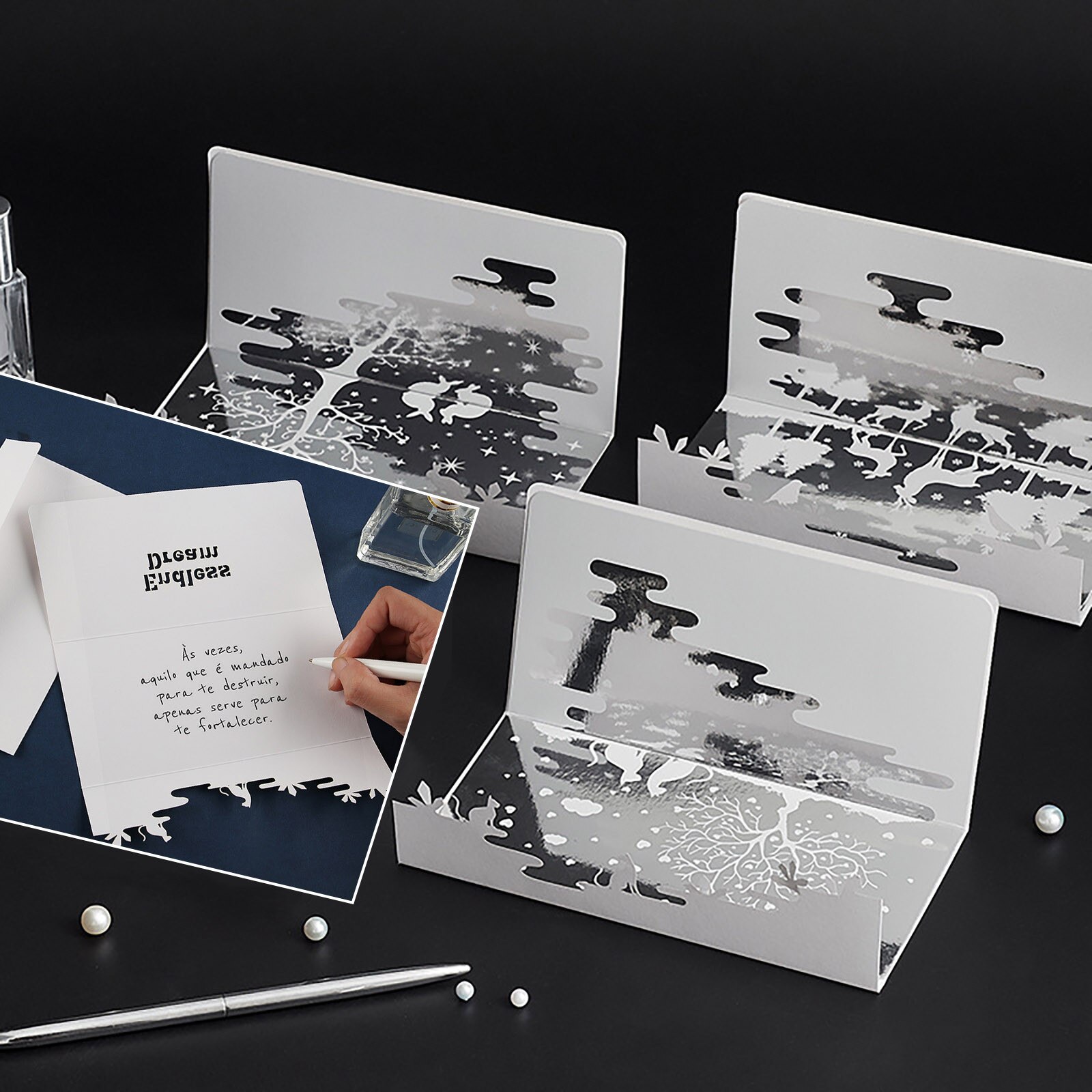 Mirror Greeting Card Double-layer Stereo Card Literary Hollow Greeting Card For Birthday Valentine' Day Party Wedding Decoration