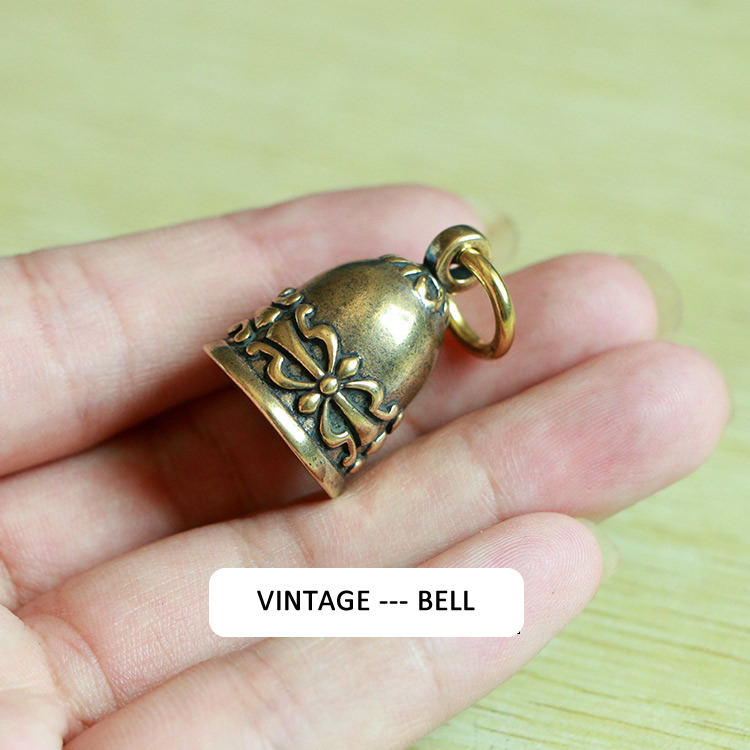 Mini Portable Vintage Brass Bell KeyChain Ornament Desk Fengshui Figure Sculpture Home Office Decorative Ornament Toy: Vintage-Bell