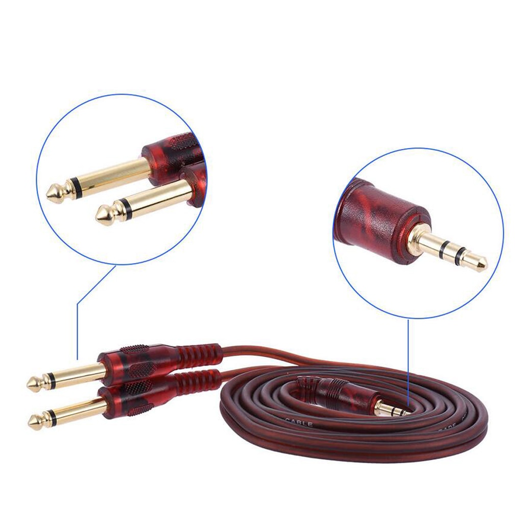 Guitar Cable 3.5mm to Two 6.35mm Plug Instrument Cable for Electric Guitar