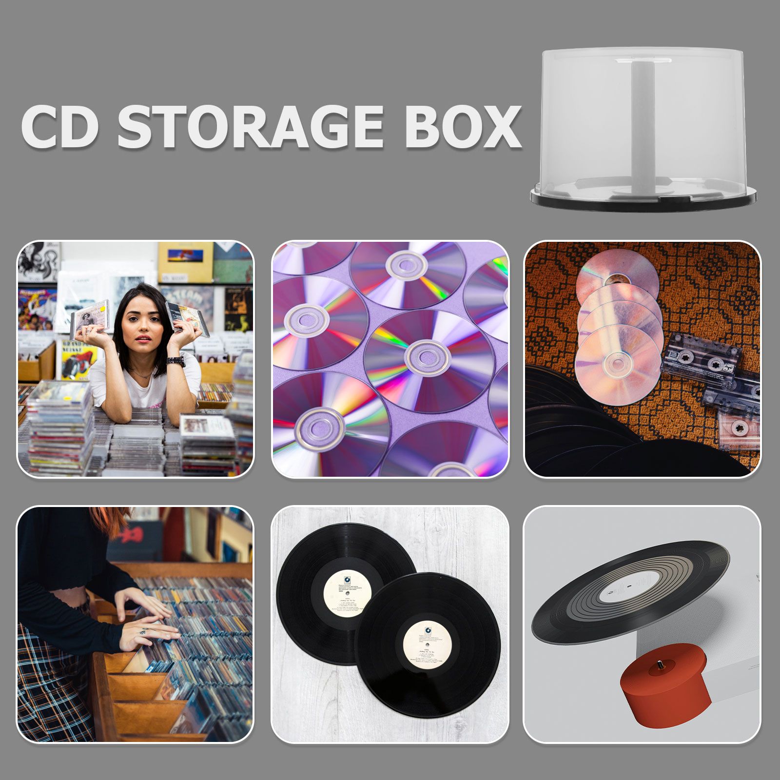 2 Pcs CD Storage Bin Plastic Dvd Container Empty Bucket Photo Boxes Units Holder Cake