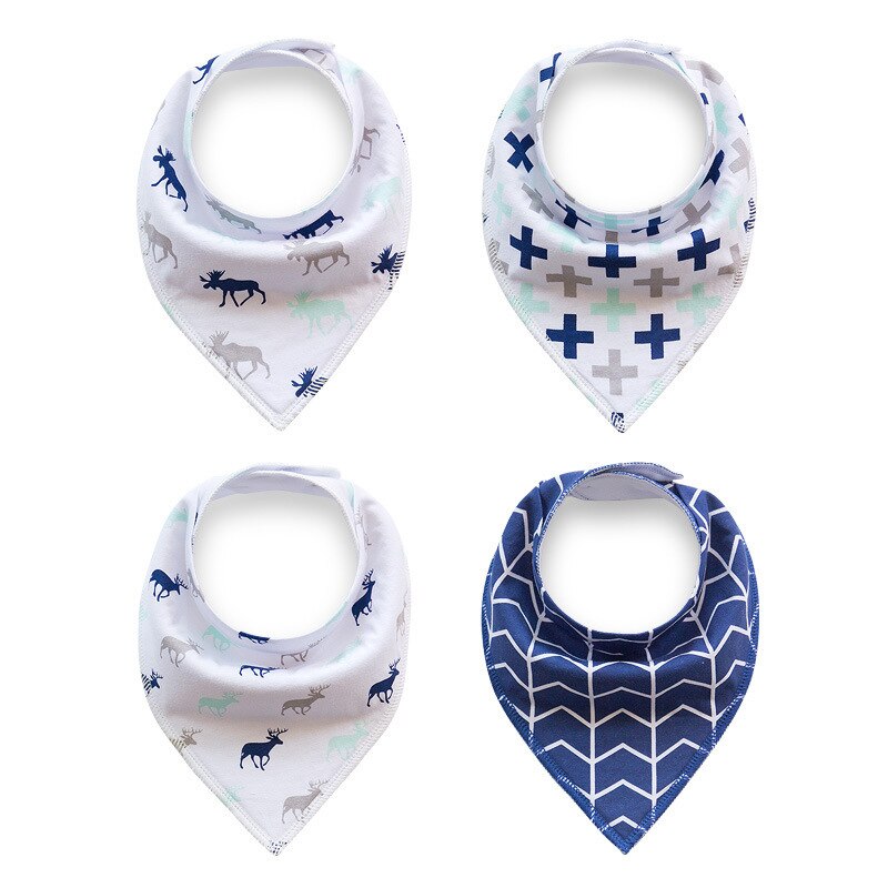 Gelukkig Fluit 4 Pcs Slabbers Dubbele Lagen Katoenen Baby Peuter Voeden Bandana Slabbetjes Speeksel Handdoek Driehoek Hoofd sjaal: D45