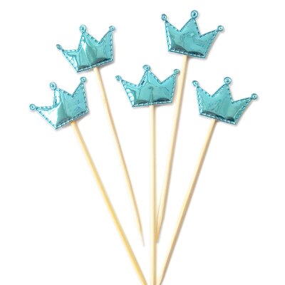5 stk/pose fargerik stjerne hjerte krone gratulerer med dagen kake topper cupcake topper barn favoriserer bryllupsfest rekvisita hjemmedekorasjon: Blå krone