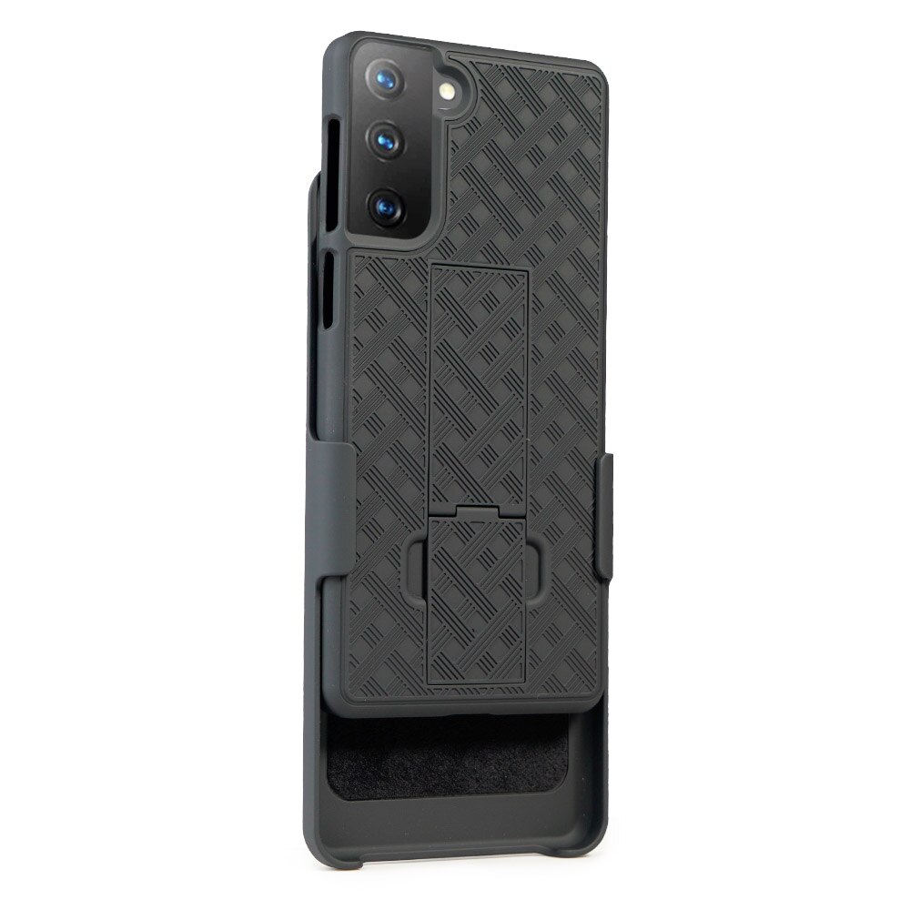 Geweven 2 In 1 Hybrid Hard Shell Holster Combo Case Met Kickstand &amp; Belt Clip Voor Samsung Galaxy S21