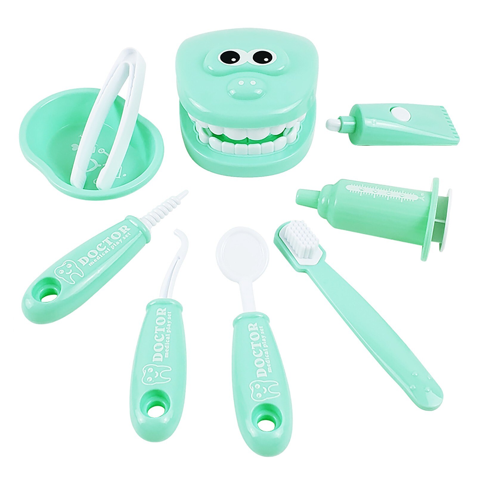 9 unids/set niños juguete para juego de imitación dentista revisa los dientes de modelo para los médicos papel jugar a casa padre-hijo interactivo juguetes educativos: B