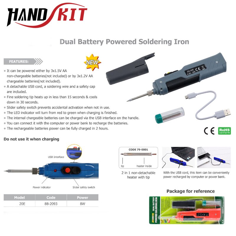 Handskit 8w 4.5v elektroniskt svetsbatteridrivet lödkolv minihandtag elektriska pennsvetsverktyg med laddare