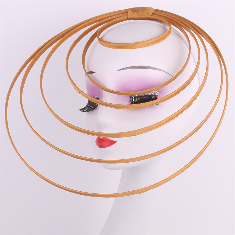 Royal Ascot Luxury Fascinator Hat Women Wedding Headpiece Mesh Hat Formal Event Pillbox Fascinator Hats Ladies Mariage Millinery: Gold