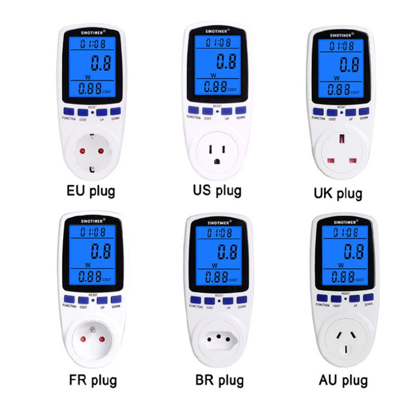 Power Meter Plug LCD Display 7 Display Mode Wattmeter Energy Consumption Monitor