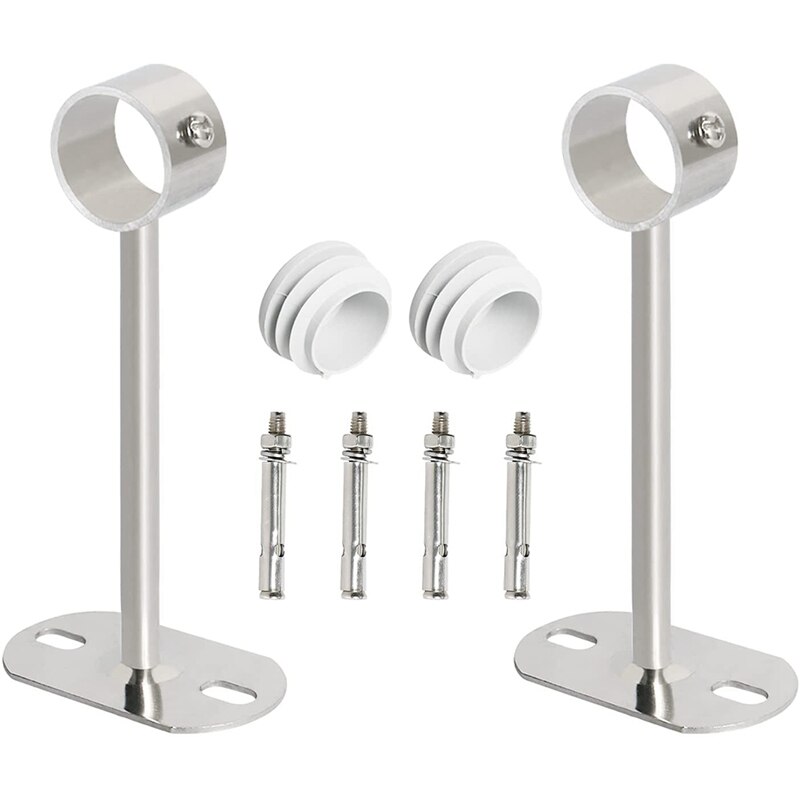 Ceiling-Mount Bracket, Wardrobe Pipe Bracket, Wardrobe Rod Lever Support Holder Pipe Flange Socket 2Pcs