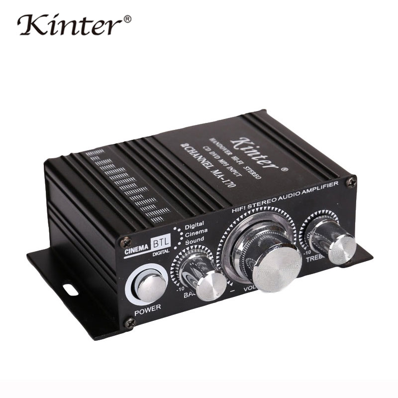 Kinter Ma-170 Mini Versterkers Audio Hifi Stereo Geluid Diy 20W 2.0 Kanaals DC12V Treble Bass Controle Aluminium behuizing Rode Auto