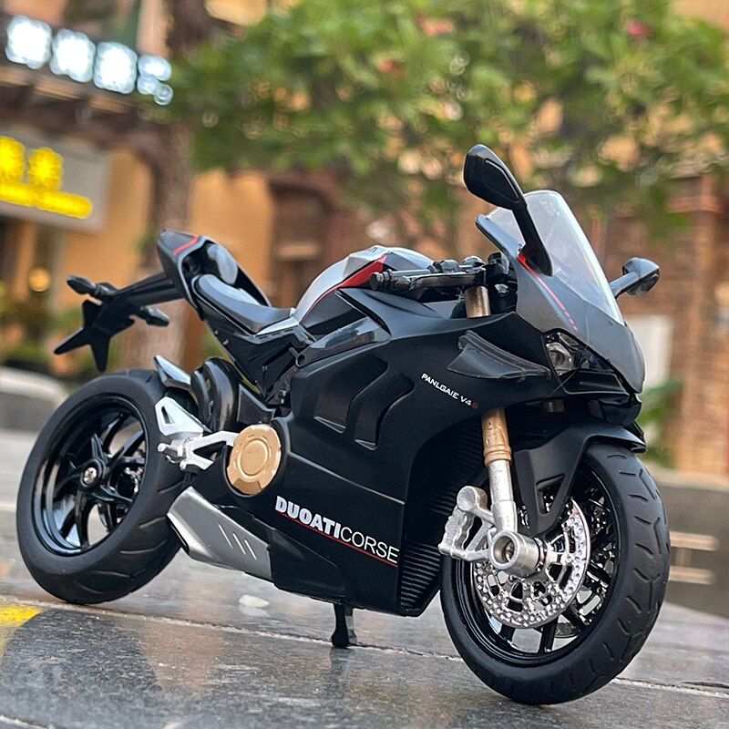 1/12 Ducati Panigale V4S Racing Cross-country Motorcycle Model Simulation Alloy Toy Street Motorcycle Model Collection Kids: Black no box V4S