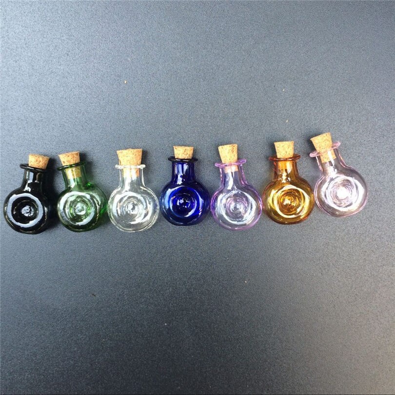Mini glas kolbe flasker xo krukker med kork små flasker bryllup jul små krukker hætteglas blandes 7 farver