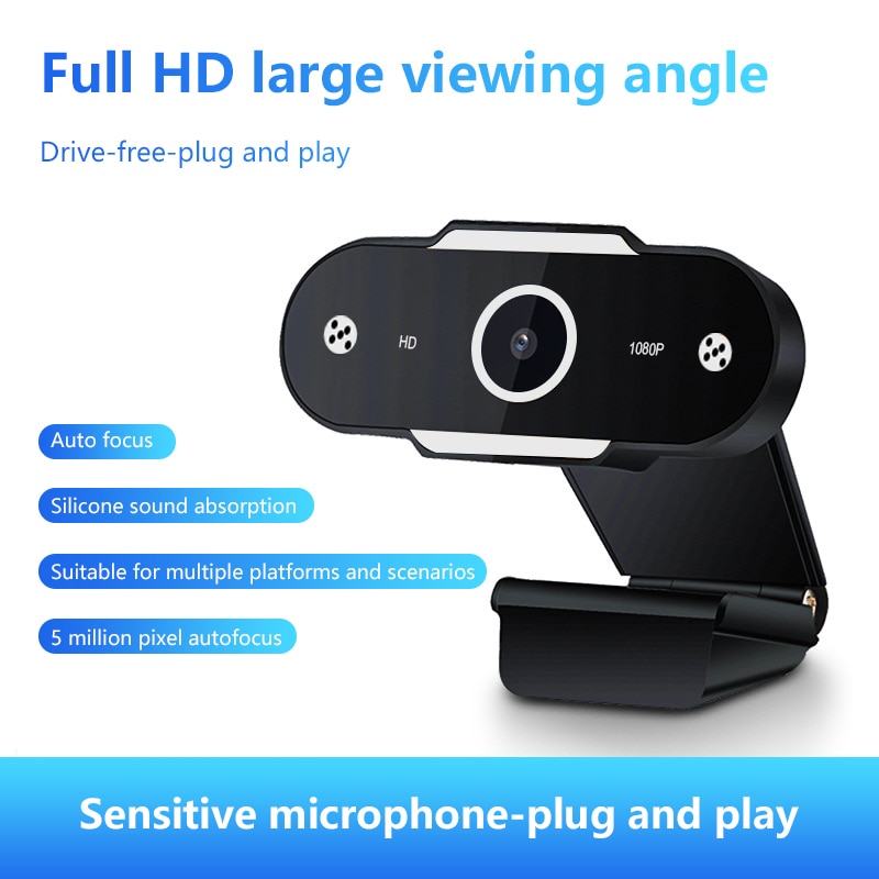 Full HD 1080P 2K Webcam USB avec micro Mini caméra d'ordinateur Flexible rotatif pour ordinateurs portables Webcam de bureau caméra éducation en ligne