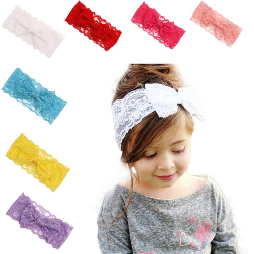 neue Mädchen Spitze Großen Bogen Haar Band Baby Kopf Wrap Band Zubehör Baby Lacos Elastische