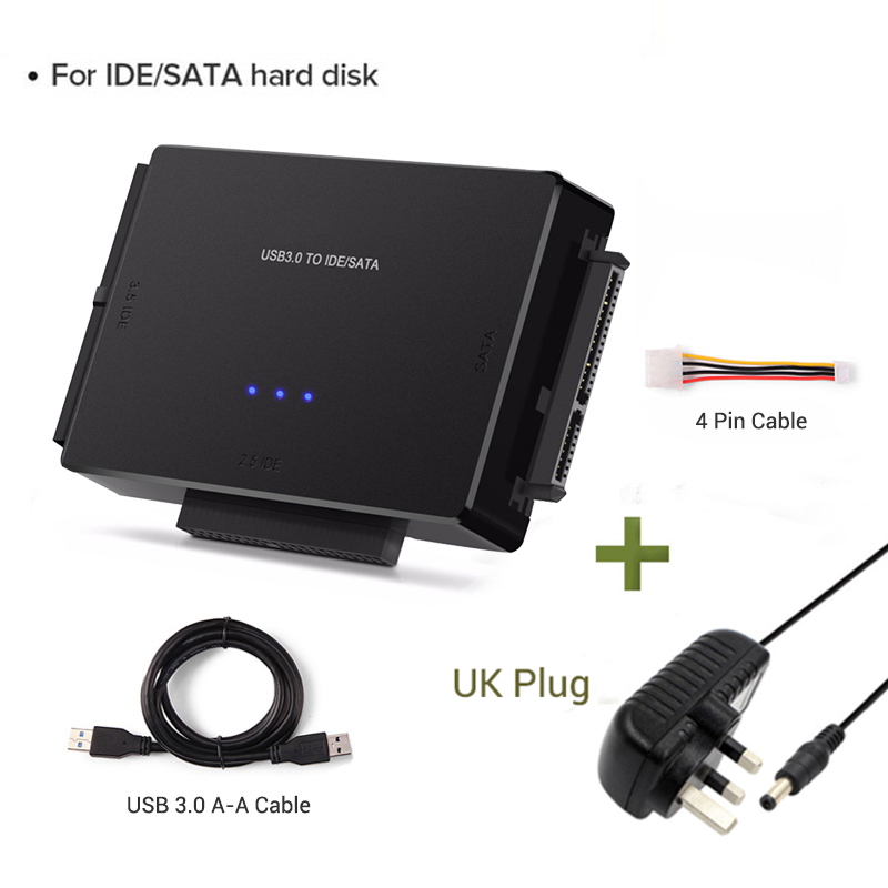 Adaptateur SATA IDE vers USB 3.0, convertisseur de câble pour disque dur SATA IDE HDD 2.5/3.5 pouces, Support 6 to pour ordinateur portable: WHITE