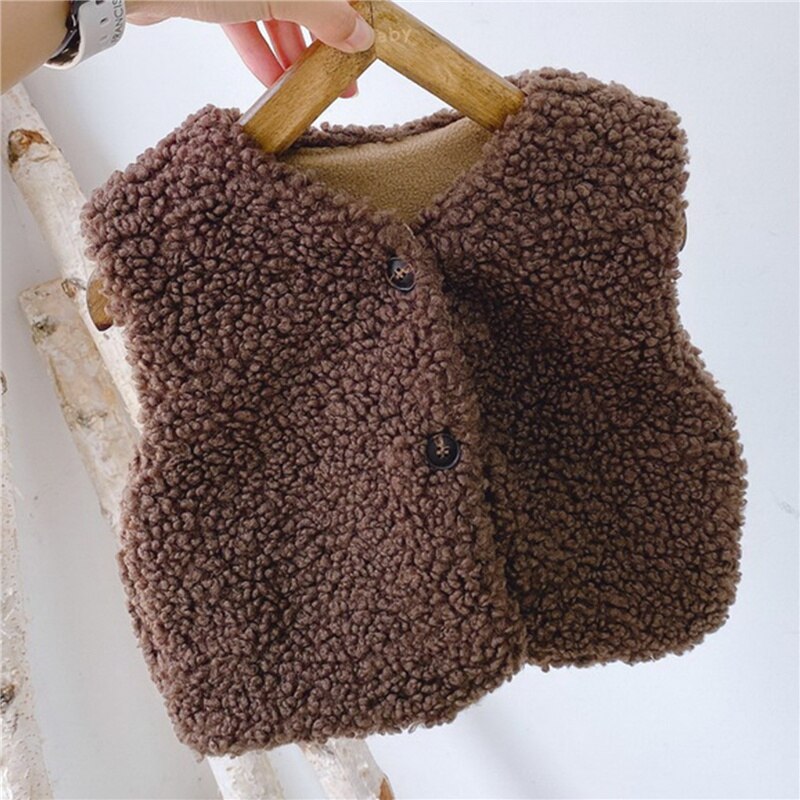 Gilet en peluche polaire épais pour bébé fille et garçon, vêtements d'hiver d'automne et d'hiver: Coffee / 7