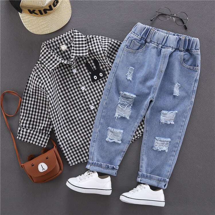 Pantalones vaqueros rotos para niños, jeans informales, holgados, rasgados, talla 90-130