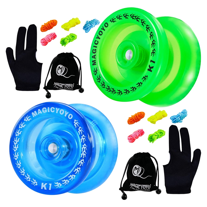 MAGICYOYO K1 Plus Responsive Yoyo for Kids,Plastic Yoyo with Narrow C Bearing,Yoyo for Beginners (Blue&amp;Green): Default Title
