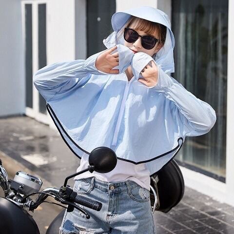 Ropa de protección solar para mujer, estilo coreano, protección UV, capó corto, a prueba de sol, Verano: 5