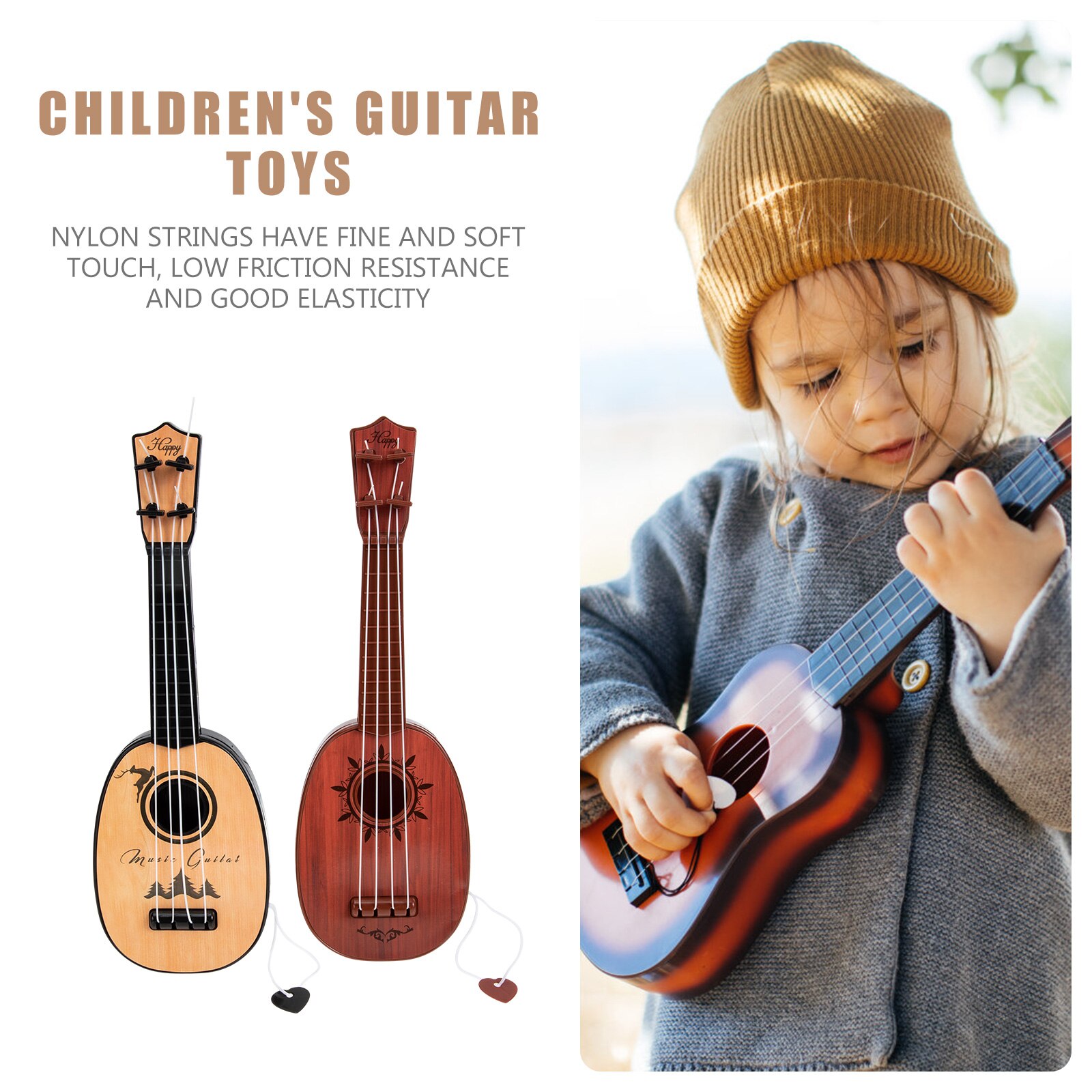 2Pcs Early Learning Ukulele Educational Instrument Mini Ukulele Kid Plaything